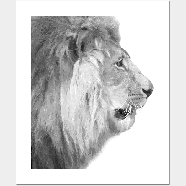 Black and White Lion Wall Art by Alemi